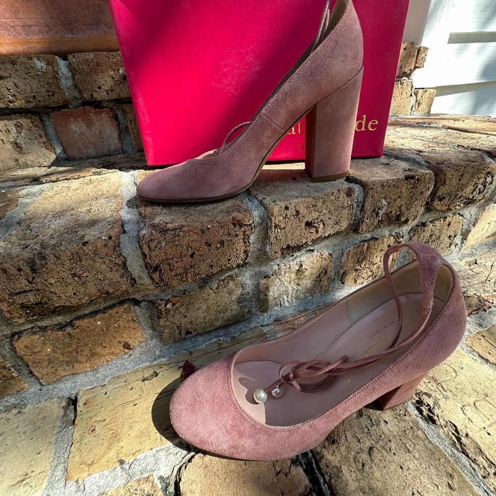 Kate Spade “gena” Vintage Rose  Pearl Suede Heels